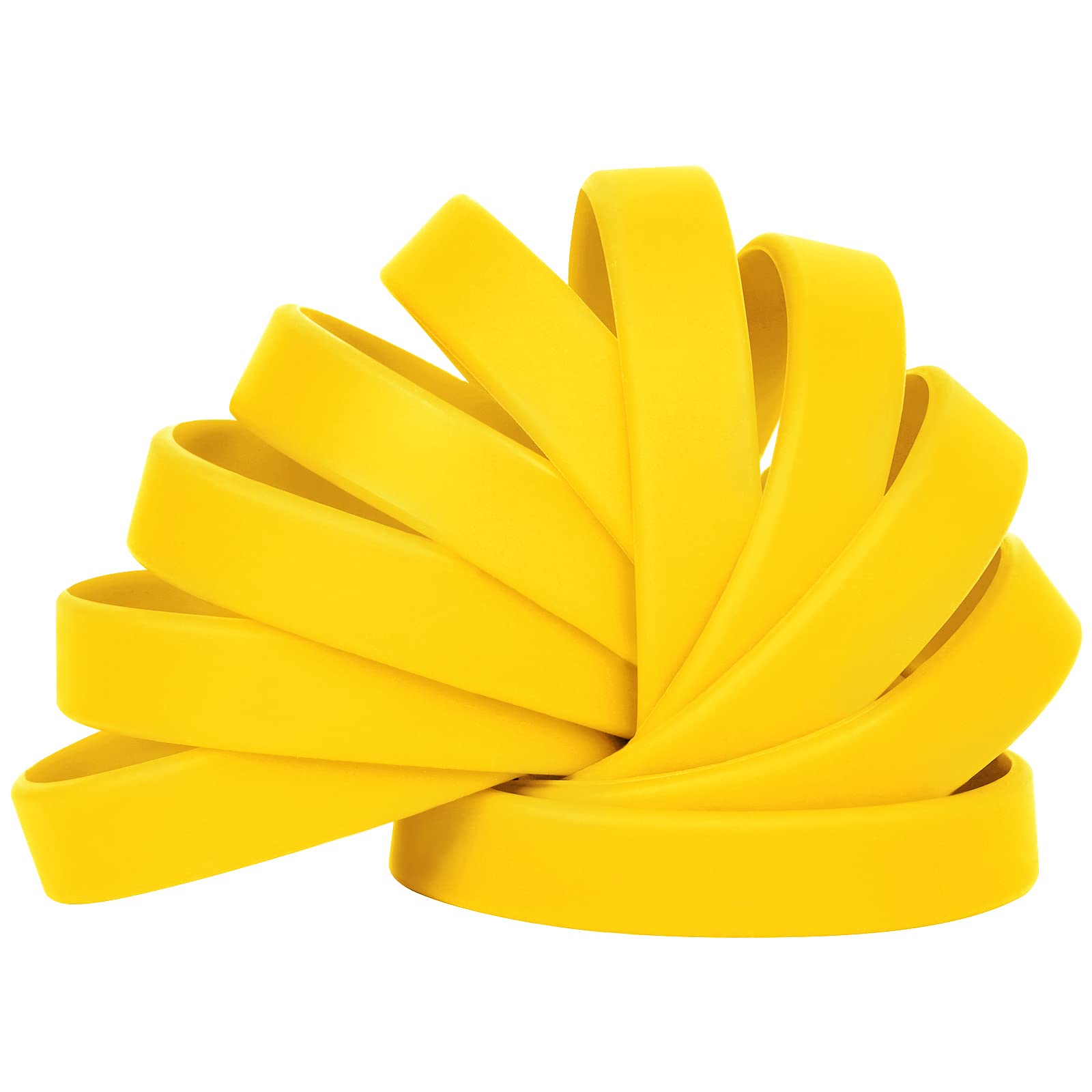 LVNRIDS 100 pcs Silicone Wristbands 7 inch Rubber Bracelets Yellow for Children and Teens, Sports Rubber Elastic Wristband Bracelet Bulk Gifts for Teacher Supplies Graduation Party Favors