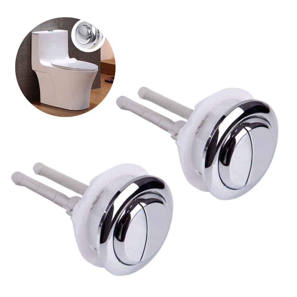 2 Pieces 48mm Standard Toilet Buttons, Dual Flush Water Tank Push Buttons, Cistern Replacement Repair Part, High Pressure Pumping Accessories for Toilet Closestool Accessories, Silver