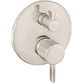 hansgrohe Ecostat Modern Pressure Balance Shower Valve Trim with Diverter in Brushed Nickel, 04447820