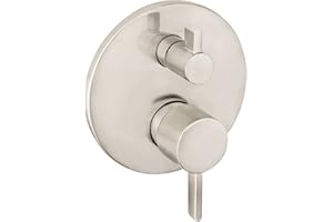 hansgrohe Ecostat Modern Pressure Balance Shower Valve Trim with Diverter in Brushed Nickel, 04447820