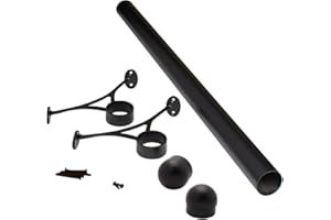 OUTWATER 2" Diameter x 4' Bar Foot Rail Kit – Complete Undercounter Mount Hardware and Tubing, Dome End Cap, Matte Black Finish