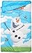 Disney Frozen Olaf Quilted Slumber Bag, Bonus Backpack with Straps, Light Blue/White