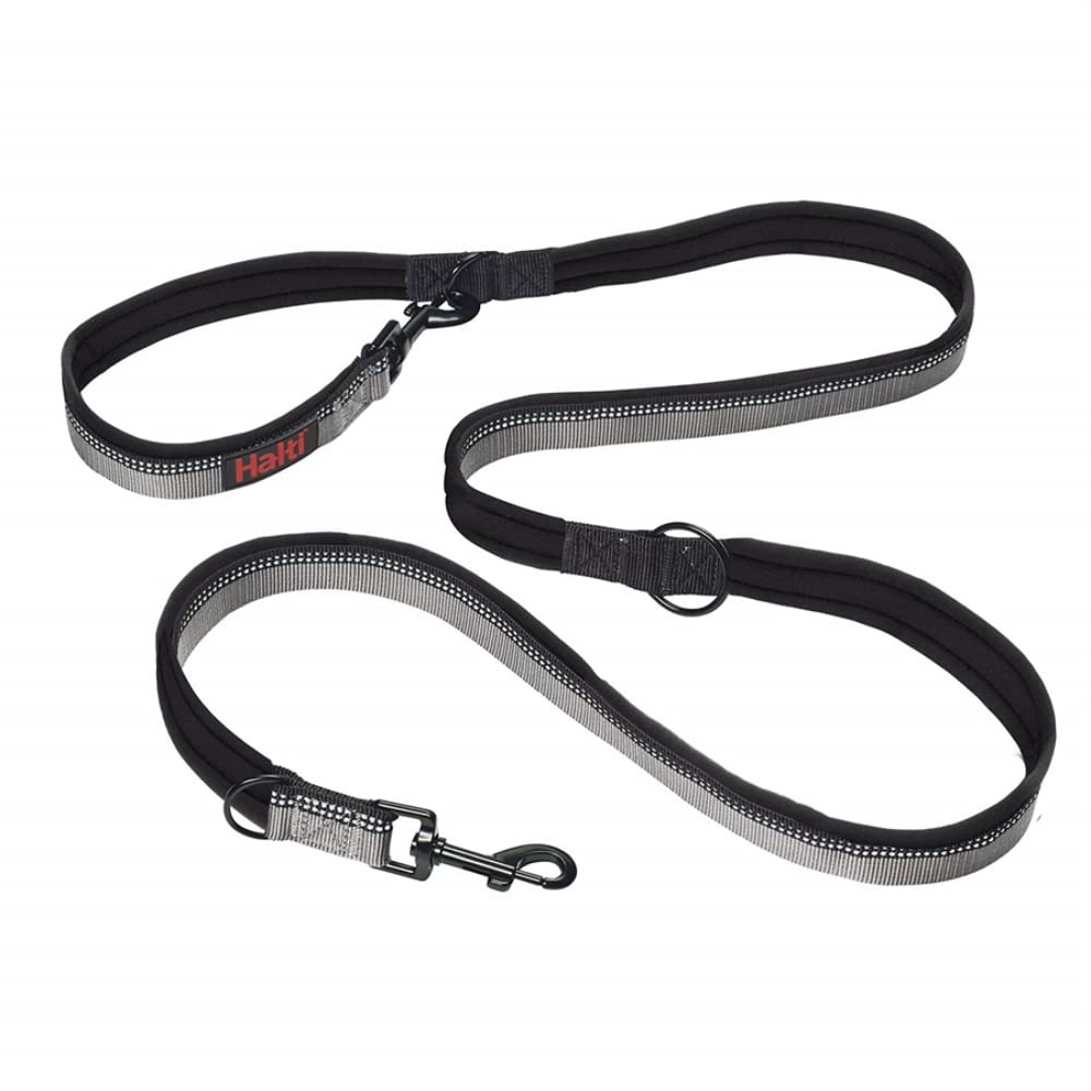 HALTI Double-Ended Lead For Dogs, Size Large, Black, 2m, Best Premium Puppy & Dog Leash, Neoprene-Padded, Easy to Use, Reflective, Adjustable Lengths, Ideal Dog Lead for Hands Free Running & Training — image 1