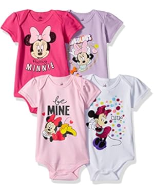 Baby Girls' Minnie Mouse 4-Pack Short Sleeve Bodysuit