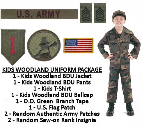 Kids Woodland BDU Military Uniform Army Costume