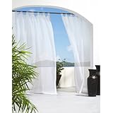 Outdoor dÃ©cor Escape Water Repellent Sheer Outdoor Curtain, 54 X 96, White