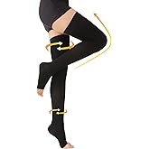 Plus Size 3XL Thigh High Compression Stockings Open Toe, Compression Socks for Women Men, 20-30 mmHg Graduated Compression Support Hose, Best for Varicose Veins, Edema, Flight, DVT, Swelling, Black