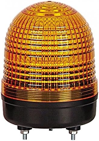 Menics Warning Light, 86mm, LED, Stud Mount, Yellow Lens, Steady &amp; Flashing &amp; Rotating, 90-240 VAC