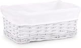 Woodluv White Small Woven Storage Basket with Removable Liner 30x18x12 cm view 1