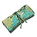 Red Blossom Jewelry Roll Clutch Large - Silk Brocade (Lotus Marine)
