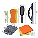 DEDC Car Cleaning Tools Kit Exterior and Interior in Box Bucket UPGRADED, Car Vent Brush Tire Brush Wash Mitt Sponge Wax Applicator Microfiber Cloths Window Water Blade, Gray, Set of 7