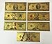 Gold Bank Note Set of 7 24kt Gold Foil .999 $1, $2, $5, $10, $20, $50 and $100 in Decorative Envelope