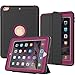 SEYMAC for iPad 6th/5th Generation Case, Durable Sturdy Heavy Duty Shockproof Protection Folio Stand Case with Smart Cover Auto Sleep/Wake for iPad 9.7 Case, Black/Rose