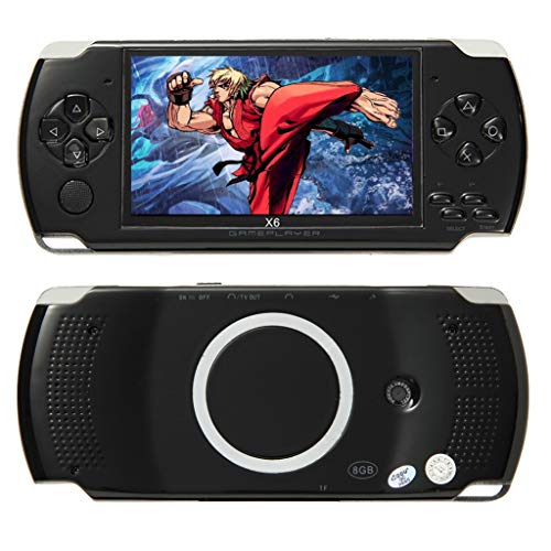 NXDA Pocket game console 4.3 inch screen 500 classic game video game console 8GB large memory handheld game console (Black)