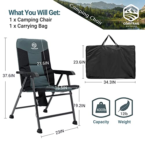 Coastrail Outdoor XL Comfort Camping Folding Chair 400lb Padded Hard
