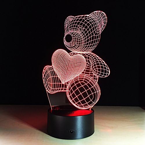 Lovely Bear 3D Night Light, Timok LED illusion Lamp 7 Colors Changing Touch Switch Table Desk Lamp for Kids Gifts, Bedroom, Wedding