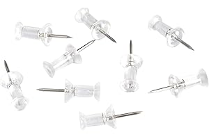 Amazon Basics Push Pins Tacks, Steel Point, Clear Plastic Head, for Bulletin Board, Maps, Posters, and Craft Projects, 100-Pack