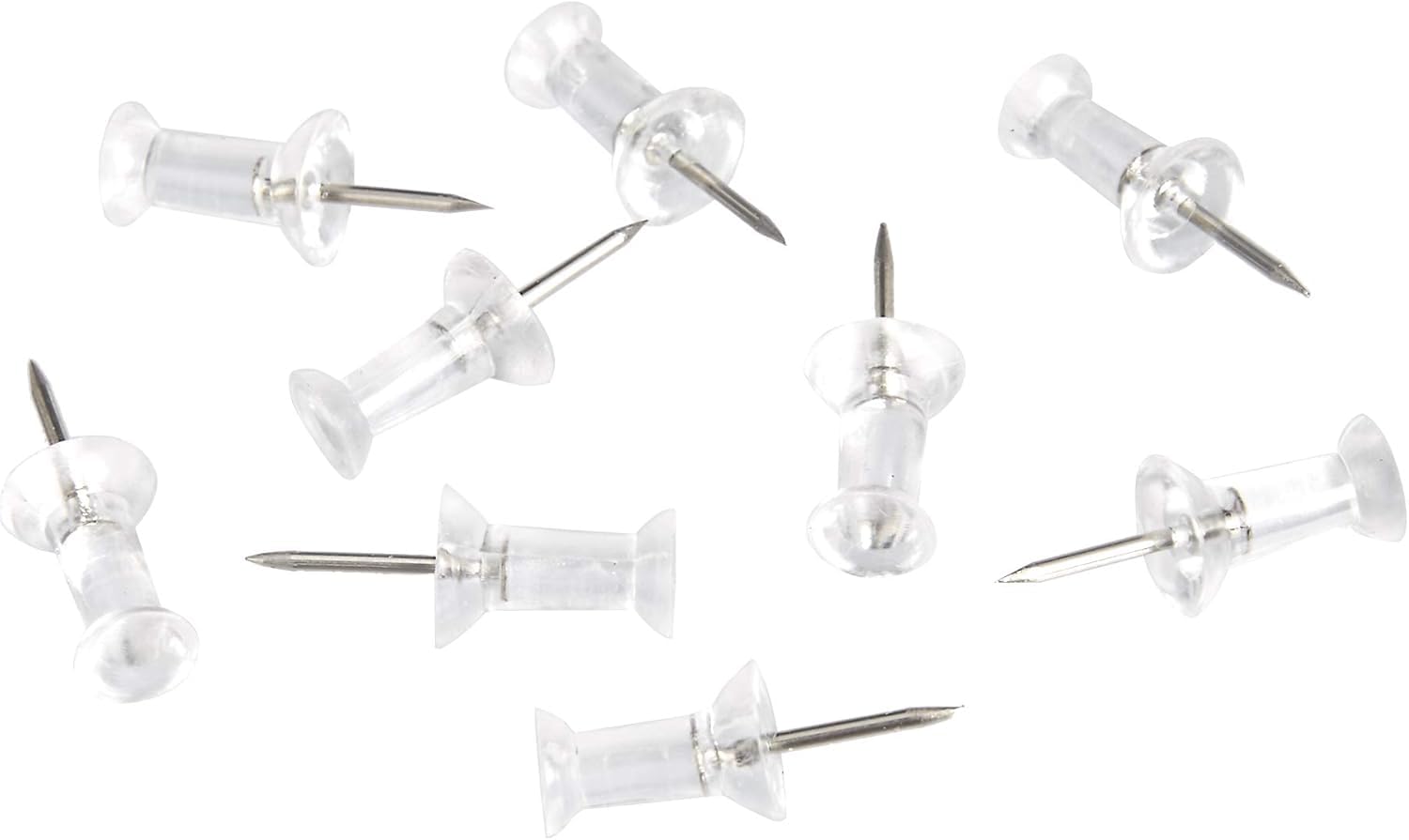 Amazon Basics Push Pins, Clear Plastic Head, Steel Point, 100-Count