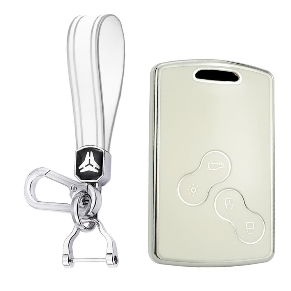 KUNIO Key Card fit for Renault Clio 5 Sandero Stepway Logan Arkana Captur Kadjar Keyless Key Case Key Cover TPU Key Cover Case Key Cover Keychain Keyring B White