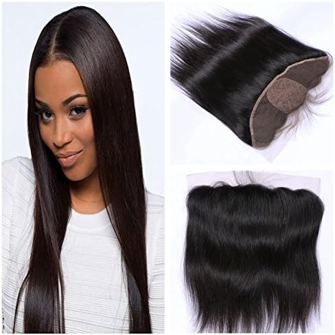 Derun Hair Best Quality 100% Virgin Brazilian Human Hair Silky Straight 18" 13x4 Natural Color ear to ear silk base lace Frontal Closure