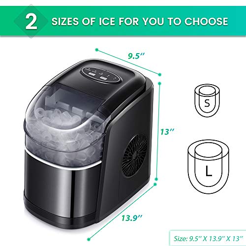 Kismile Countertop Ice Maker Machine,26Lbs/24H Compact Automatic Ice