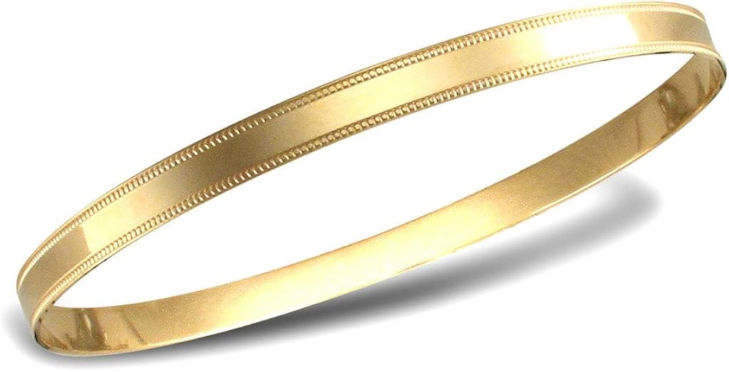 9ct Gold 5mm Flat Slave Bangle Millgrain Brand New Amazon.co.uk Jewellery
