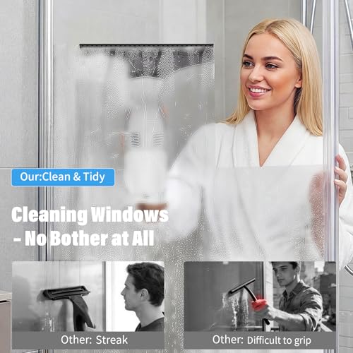 Eave Window Vac Kit, Window Cleaning Equipment with 17cm & 28cm Suction Nozzles, 2000pa Window Vacuum Cleaner Cordless with 45min Battery Life & 270ml Water Tank, Suitable for Windows, Mirrors, WC07