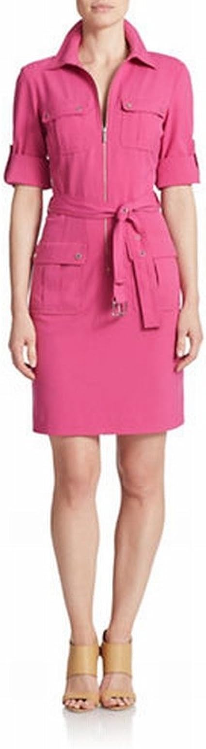 michael michael kors roll sleeve belted shirt dress