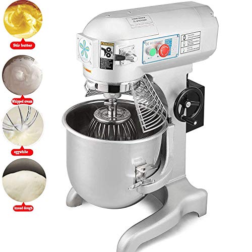 OrangeA Food Mixer Stand Mixer Electric Food Mixer Commercial Grade 20 Quart 1HP 750W Electric Food Dough Mixer 3 Speed Silver Food Processor (20-Quart)