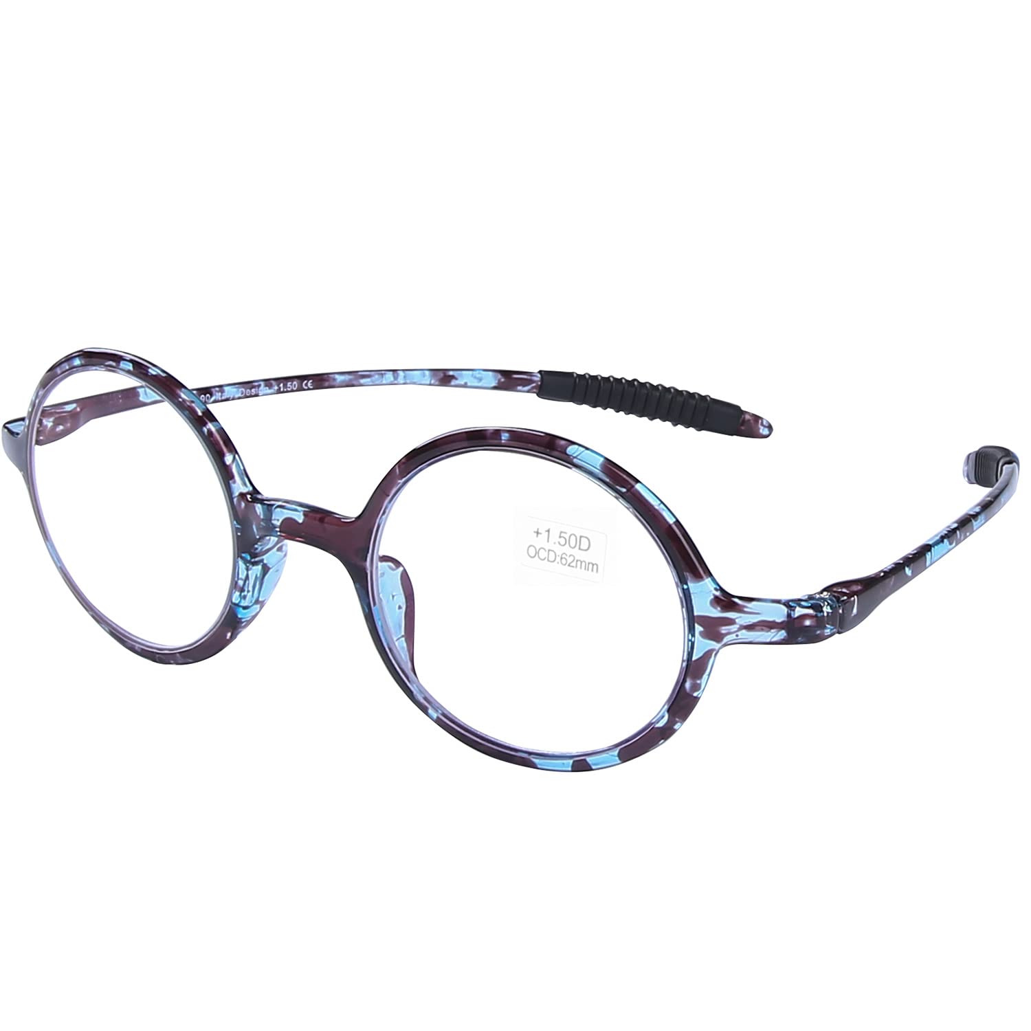 DOOViC Round Tortoise Reading Glasses Blue Light Blocking-Flexible Frame TR90 Lightweight Computer Readers Glasses for Women Men +1.25