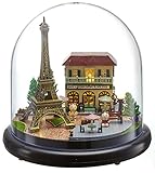 DIY Mini Glassball Wooden Dollhouse Miniature Kit with LED Idea Gift Travel world Series--Romantic Paris