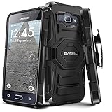 Evocel® Galaxy J1 (2016) [New Generation] Dual Layer Rugged Holster Case [Kickstand][Belt Swivel Clip] For Samsung Galaxy AMP 2 / J1 (2016) (DOES NOT fit regular J1 [2015]), Black