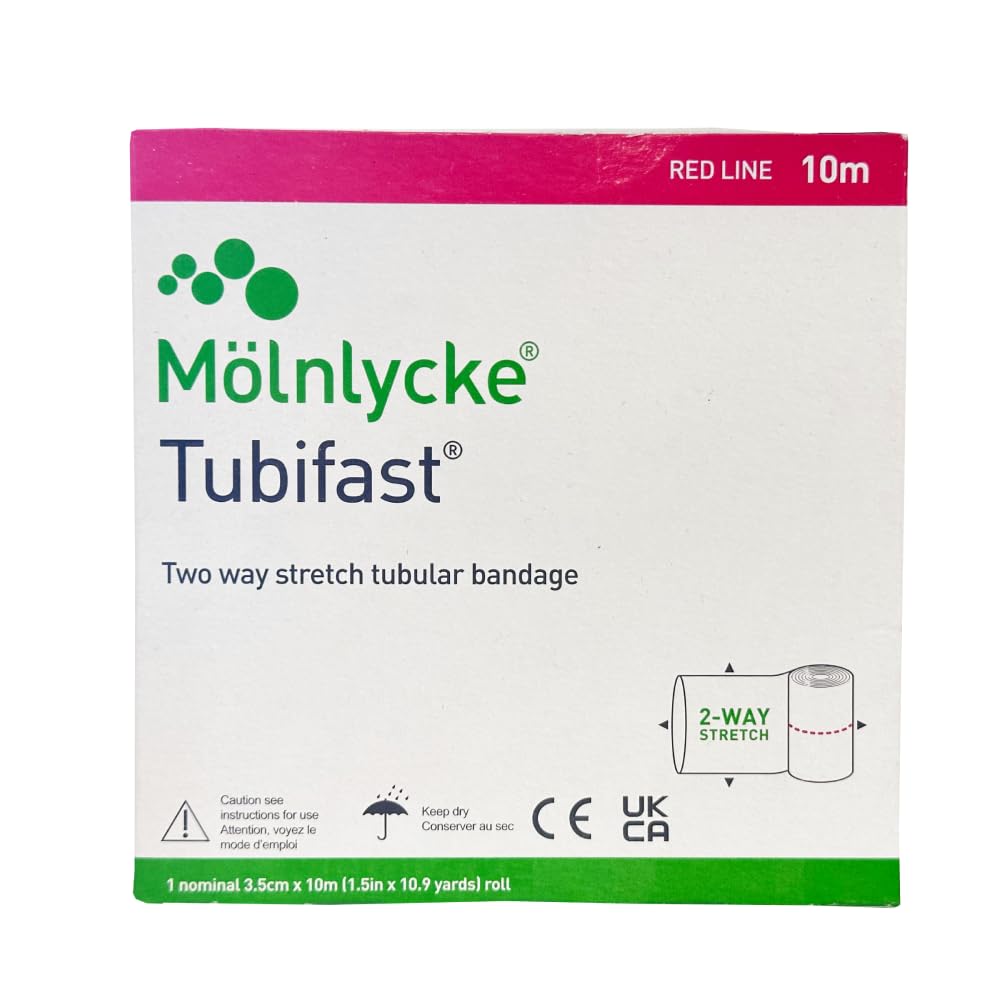 Tubes Fast 2434 Elastic Bands Viscose Roll 10 m Hose, Small Riga Red, 3.5 cm