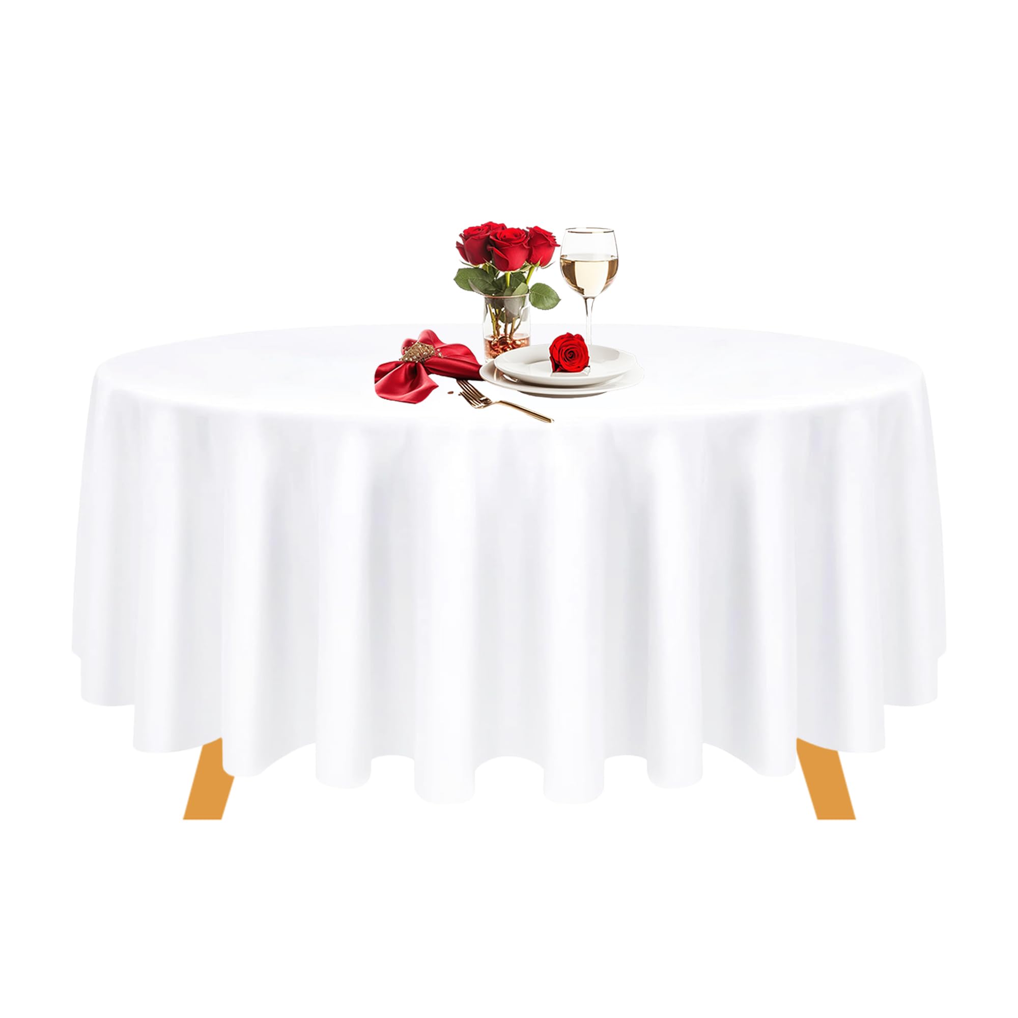 Trimming Shop White Round Tablecloth Premium Quality Fabric Durable Table Cover for Wedding Table Decorations, Banquets Corporate Parties, Events, 108 inch, 1pc