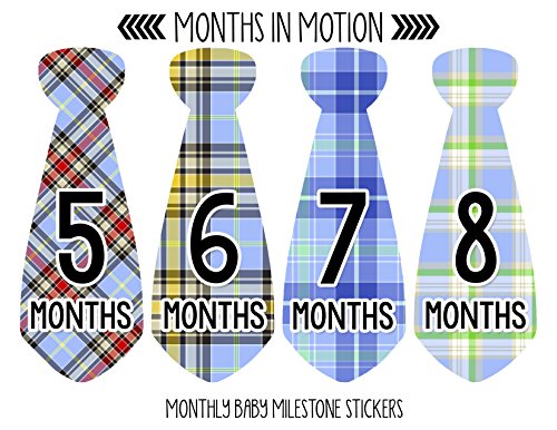 Months in Motion Monthly Baby Stickers Necktie Tie Baby Boy Months 1-12 (743) - Thumbnail 2