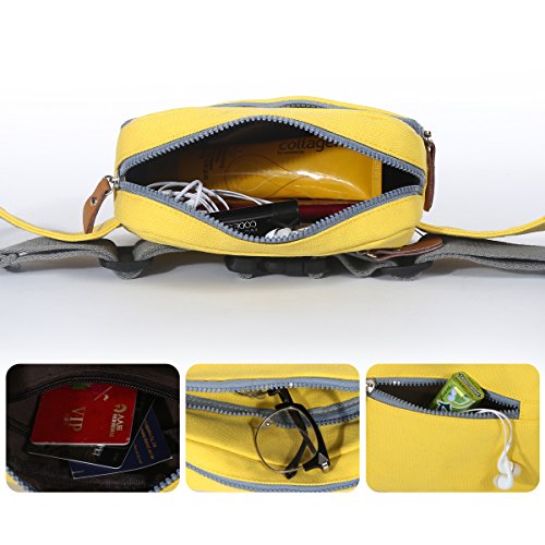 Eshow Women's Canvas Travel Sports Outdoors Running Climbing Morning Jogging Small Waist Bag,Yellow - Thumbnail 3