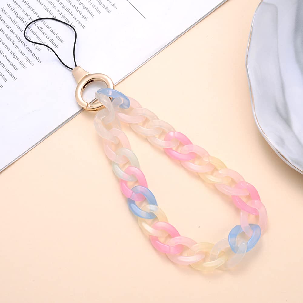 Universal colourful acrylic chainmobile phone chain wrist strap chainmobile phone lanyardmobile phone pendant phone chain key ringmobile phone beltmobile phone jewellery hanging chain hand strap