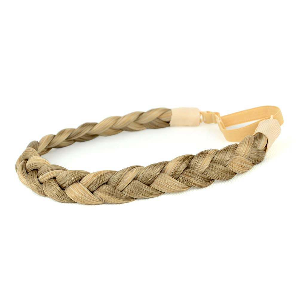 BOBIYA 3 Strand Synthetic Hair Braided Headband Classic Chunky Wide Plaited Braids Elastic Stretch Hairpiece for Women Girl Beauty Accessory (Ginger Blonde) — image 1