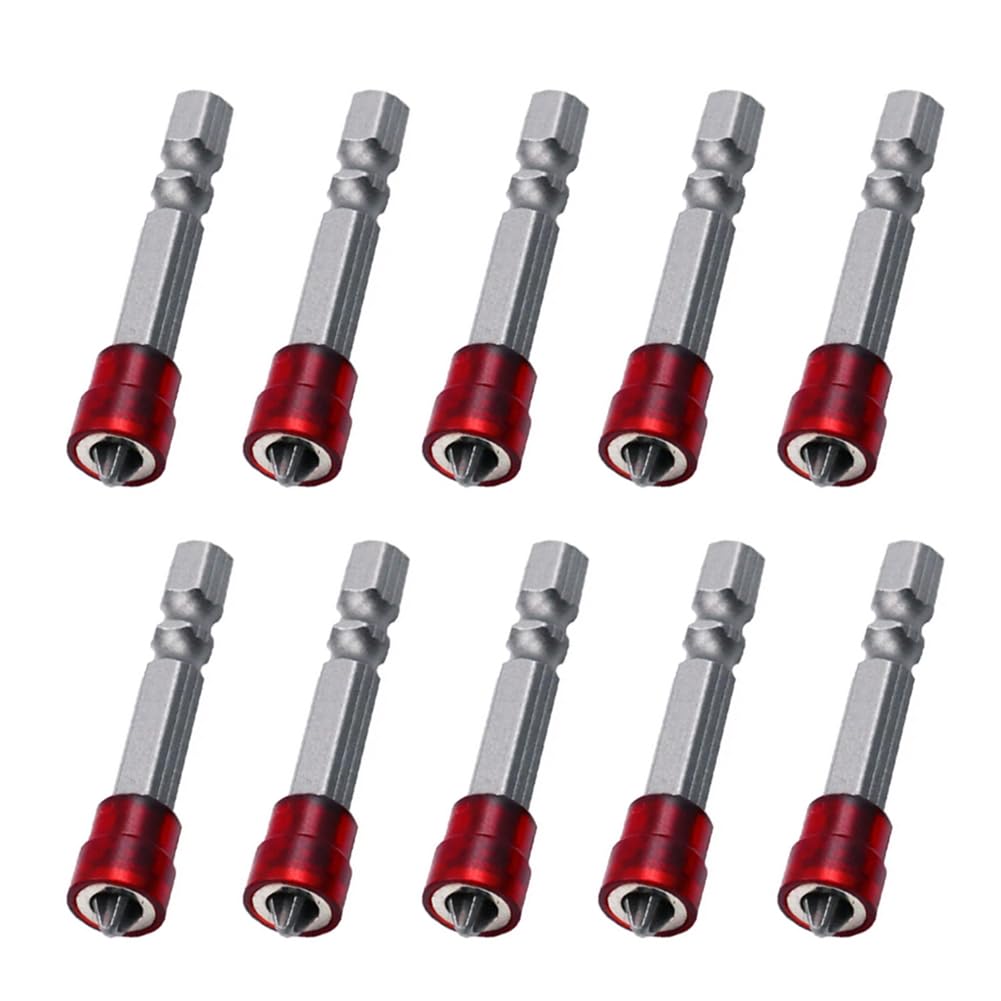 Teocpai 10 x PH2 Phillips Screwdriver Bits 50 mm Magnetic Drill Bit for Drywall with 1/4 Inch Hexagonal Shank
