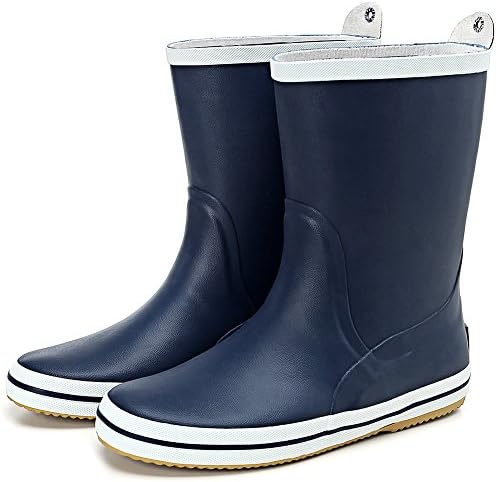 Hellozebra Men's Mid-calf Waterproof Rubber Rainboots