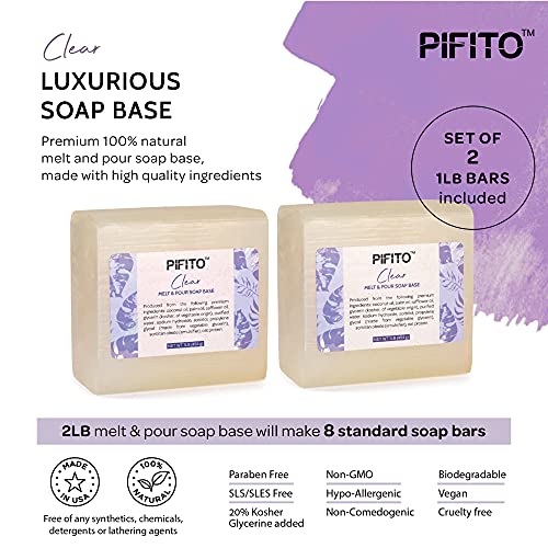 Pifito Clear Melt and Pour Soap Base (2 lb) │ Premium 100 Natural