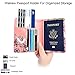 WALNEW Passport Holder Cover RFID Blocking Case Travelling Passport Cards Carrier Wallet Case (Pink Bird)