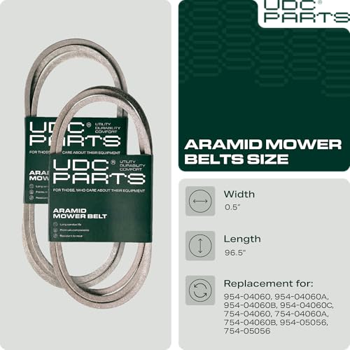 UDC Parts 954-04060C Deck Belt Replacement for Troy Bilt Pony 42 Inch Bronco 954-04060B Cub Cadet LTX1042 LTX1040 MTD Craftsman T110 T1000 T1400 954-04060 754-04060B 754-05056/Aramid Cord/96.50 inches