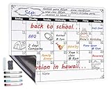 Monthly Magnetic Calendar and Whiteboard Planner: 1 Month Reusable Blank Dry Erase Calendar for Fridge Wall - 12 Calendars in 1 - 16 x 12 Inch - Family Kitchen Planning Board and Wall Organizer