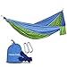 Double Parachute Hammock, Noza Tec Portable Lightweight Nylon Fabric Camping Hammock for Backpacking, Travel, Beach, Yard. Straps Included (Light Blue/Green)