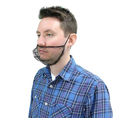 ABC 1000 Pack of Disposable Soft Nylon Beard Covers 18". Black beard guards. Premium Quality beard net protectors. Honeycomb beard nets. Facial hair covering. Breathable & Lightweight. Wholesale. - Thumbnail 3