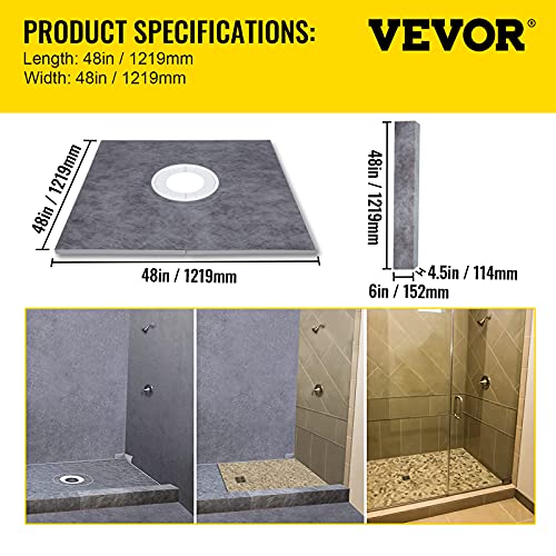 VEVOR Shower Curb Kit, 48"x48" Watertight Shower Curb Overlay with 4