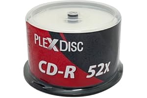 PlexDisc TY Series Blue CD-R 52X 700MB White Inkjet Hub Printable Recordable Media - 50pk Cake Box 66N-214-Y-BX, 50 Discs