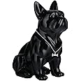 suruim Resin English Bulldog Statue French Bulldog Sculpture Home Decor Modern Collectible Doll Art Dog Statue Bulldog Doll Resin Crafts Living Room Tabletop Decor (Black, 6 inches)