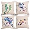 Outdoor Decorative Throw Pillow Cover 18x18 inch, Patio Sea World Turtle Pillow Cushion Cases for Couch, Sofa, Bed…